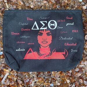 NWT New Delta Sigma Theta Sorority Black & Red Cosmetic/Make-Up Bag/Pouch.